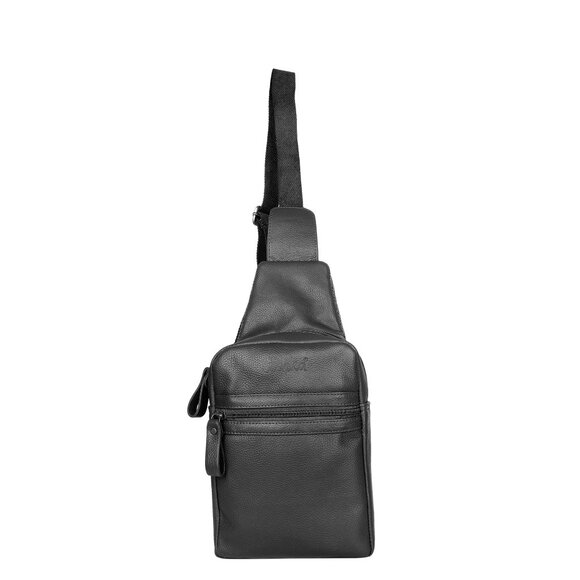 Premium Leather Black Fanny Sling Bag for Women Men, Waist Pack Crossbody Bag - Picture 1 of 10